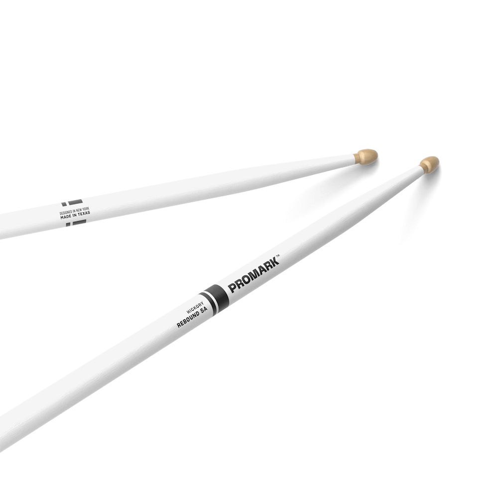 Promark Rebound 5A Painted White Hickory Drumstick, Acorn Wood Tip