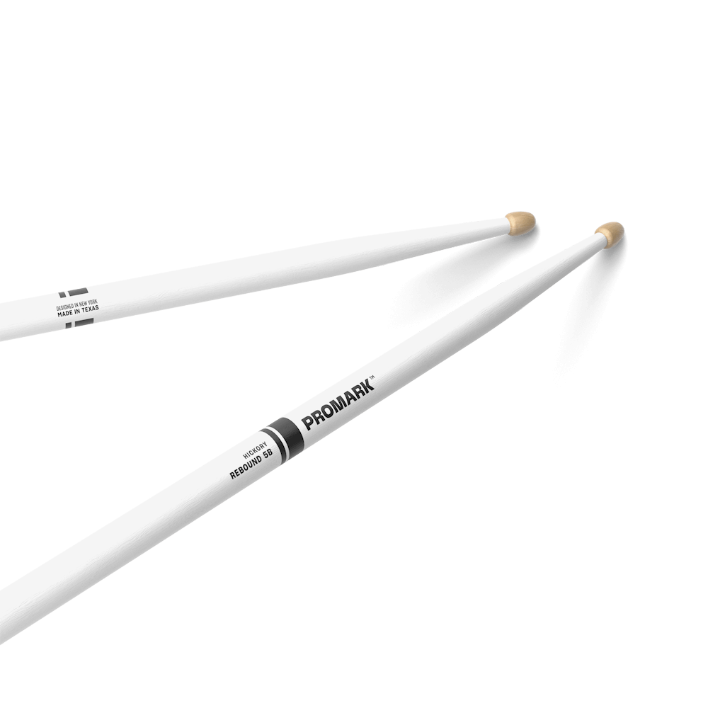 Promark Rebound 5B Painted White Hickory Drumstick, Acorn Wood Tip