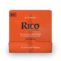 Rico by D'Addario Bb Clarinet Reeds, #2.0, 25-Count Single Reeds