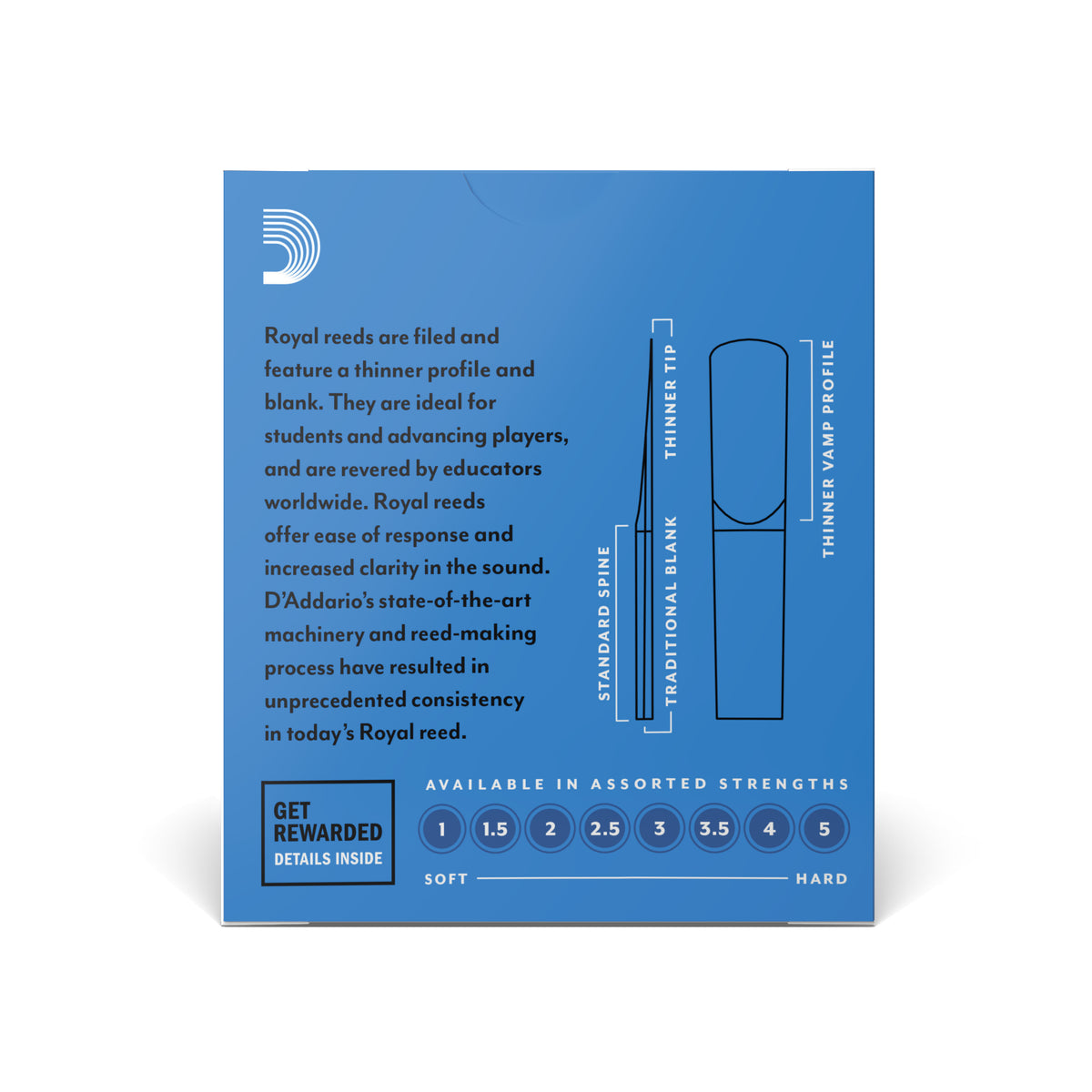 Royal by D'Addario Bb Clarinet Reeds, Strength 1, 10-pack