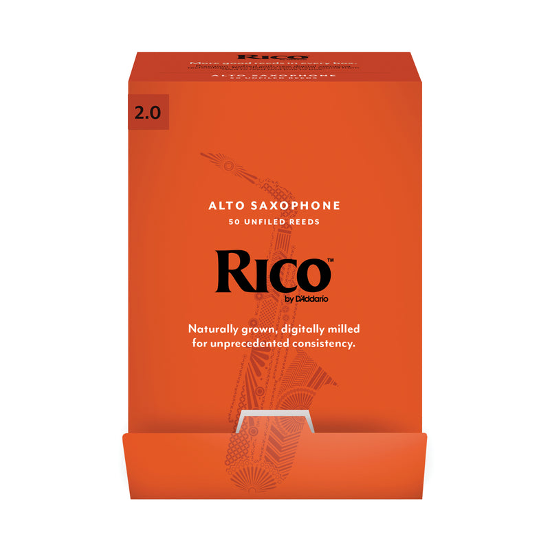 Rico by D'Addario Alto Saxophone Reeds, Strength 2.0, 50-pack