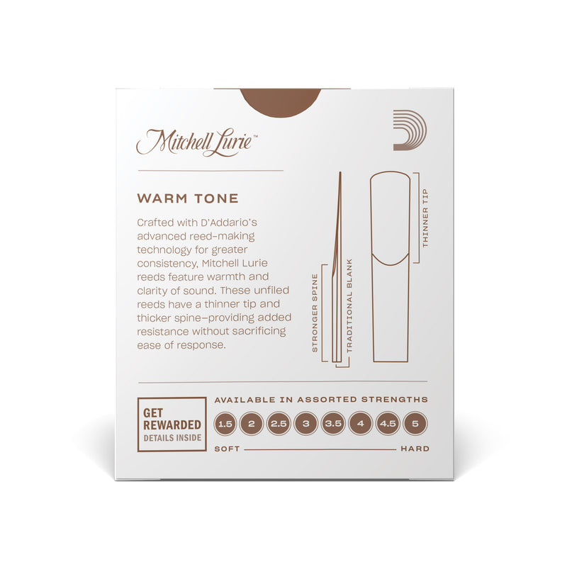 Mitchell Lurie Bb Clarinet Reeds, Strength 2.5, 10 Pack