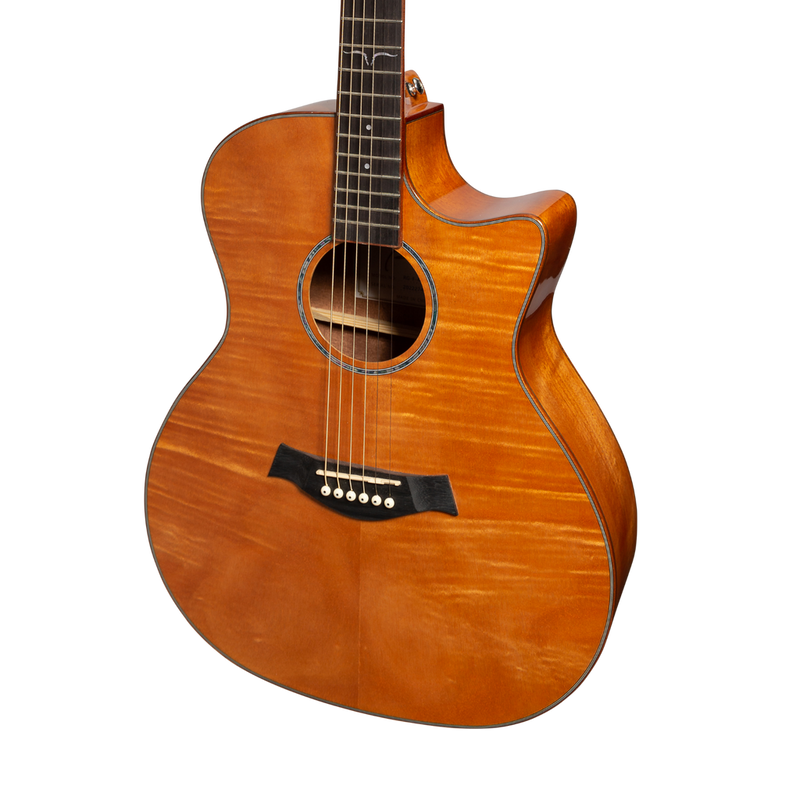 Ranch Flame Maple Top Acoustic Small-Body Cutaway Guitar (Natural Gloss)