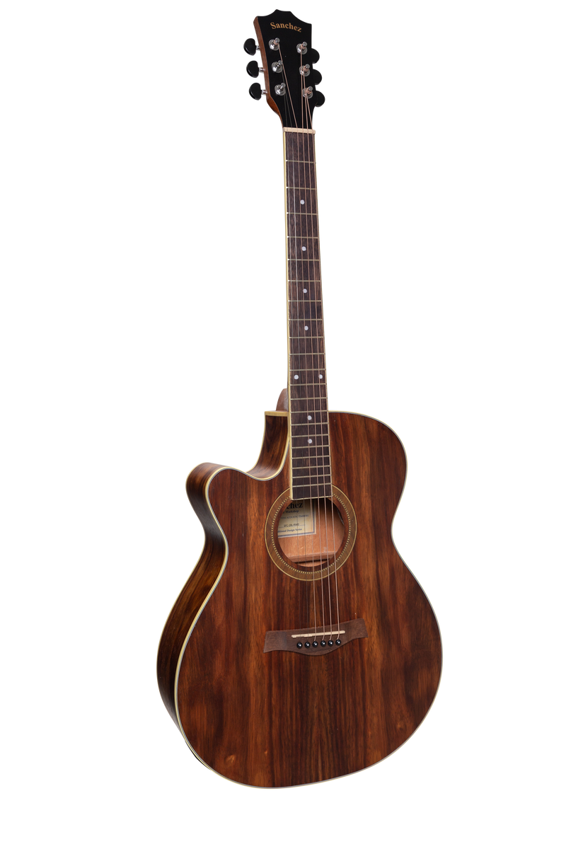 Sanchez Left Handed Acoustic-Electric Small Body Cutaway Guitar Pack (Rosewood)