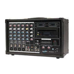 SoundArt 6 Channel 400 Watt Dual Wireless Powered Mixer PA System with DVD Player