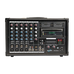 SoundArt 6 Channel 400 Watt Dual Wireless Powered Mixer PA System with DVD Player