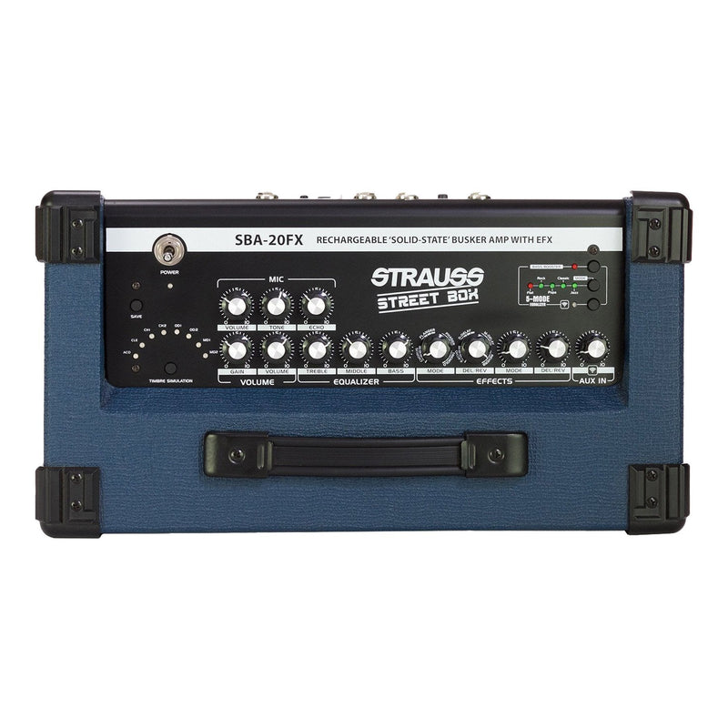 Strauss 'Streetbox' 20 Watt Solid State Rechargeable DC Amplifier (Blue)