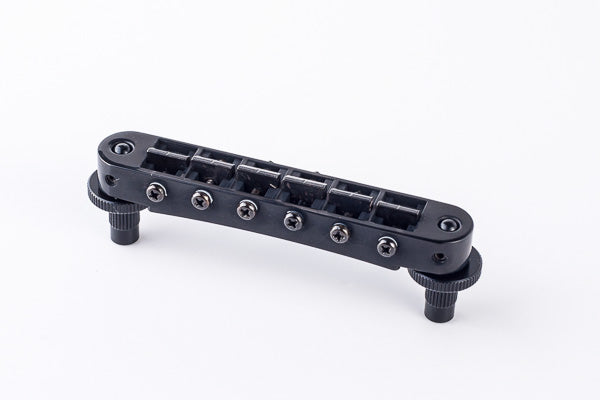 TonePros Tune-O-Matic Bridge, Standard (Small Posts/Notched Saddles) Black