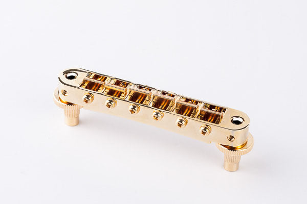 TonePros Tune-O-Matic Bridge, Standard (Small Posts/Notched Saddles) Gold