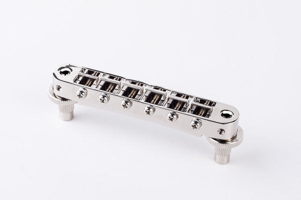 TonePros Tune-O-Matic Bridge, Standard (Small Posts/Notched Saddles) Nickel