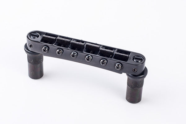 TonePros Tune-O-Matic Bridge, Metric (Large Posts/Notched Saddles) Black