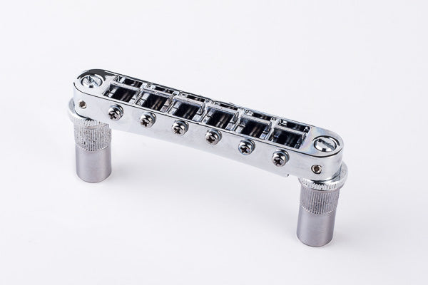TonePros Tune-O-Matic Bridge, Metric (Large Posts/Notched Saddles) Chrome
