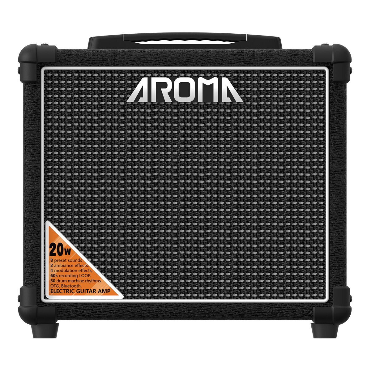 Aroma 20W Black Electric Guitar Amplifier with Footswitch and Drum Machine [TM-20S]