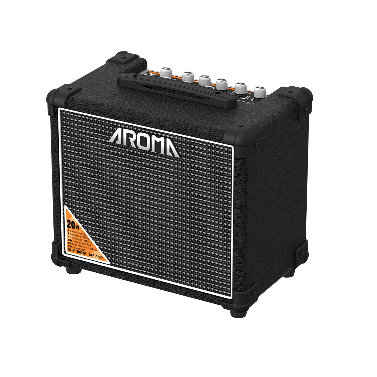 Aroma 20W Black Electric Guitar Amplifier with Footswitch and Drum Machine [TM-20S]