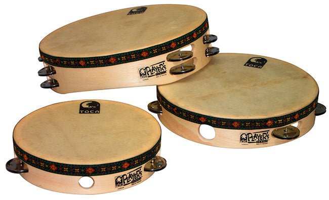 Toca Players SeriesWooden 10" Tambourine with Head & Double Row Of Jingles