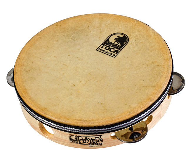 Toca Players Series Wooden 7-1/2" Tambourine with Head & Single Row Of Jingles