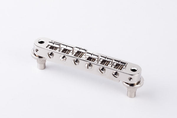 TonePros Bridge Standard thread Aluminium Nashville, pre-notched, bell brass saddle - Nickel