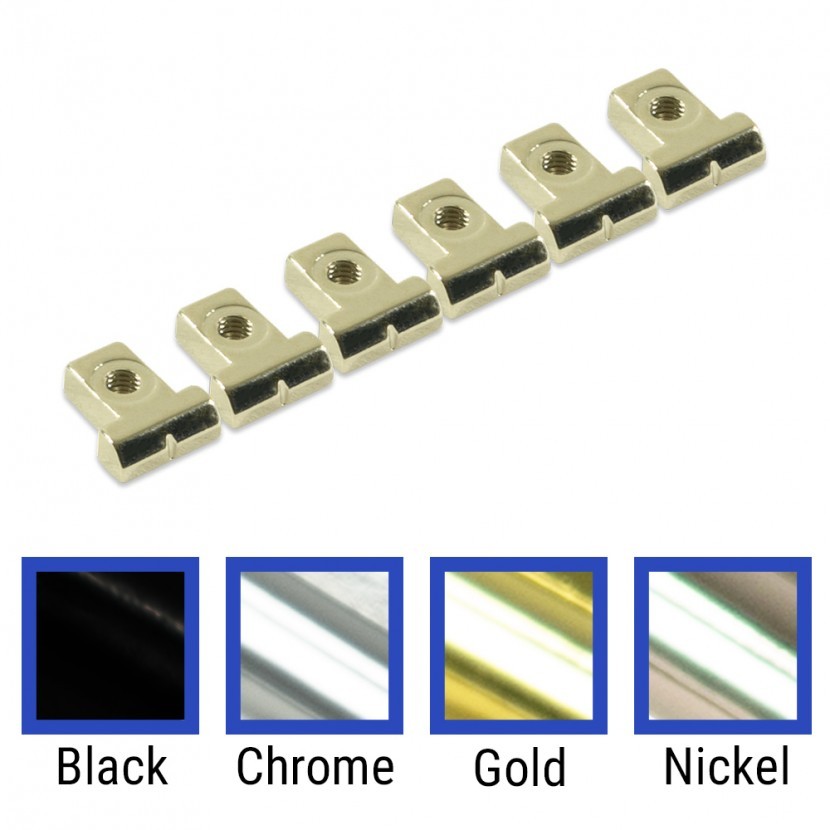 TonePros Replacement TP6 Pre-Notched Saddle Set With Wire Retainer Clips Zinc - Gold