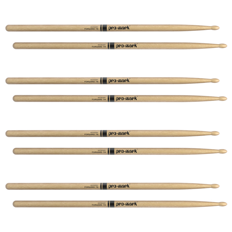 ProMark Classic Forward 7A Hickory Drumstick, Oval Wood Tip, 4-Pack
