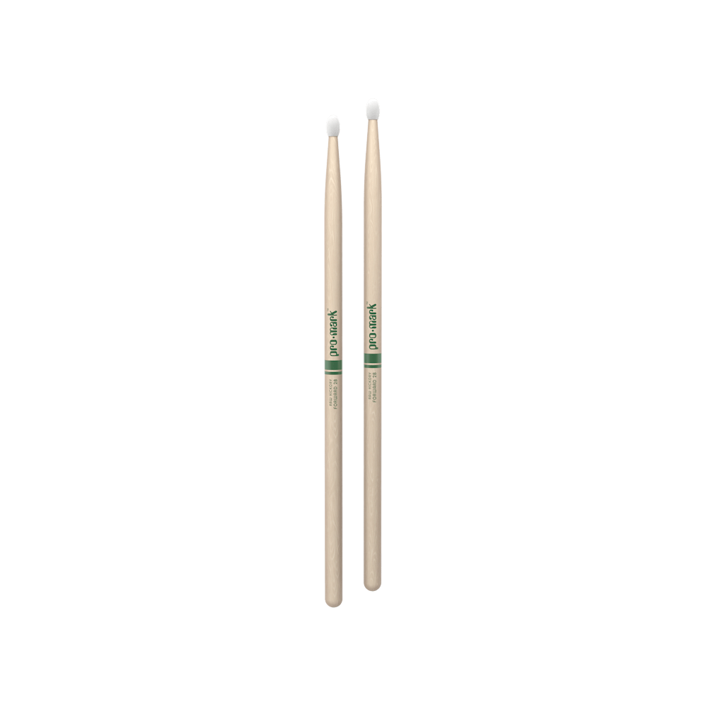 Promark Classic Forward 2B Raw Hickory Drumstick, Oval Nylon Tip