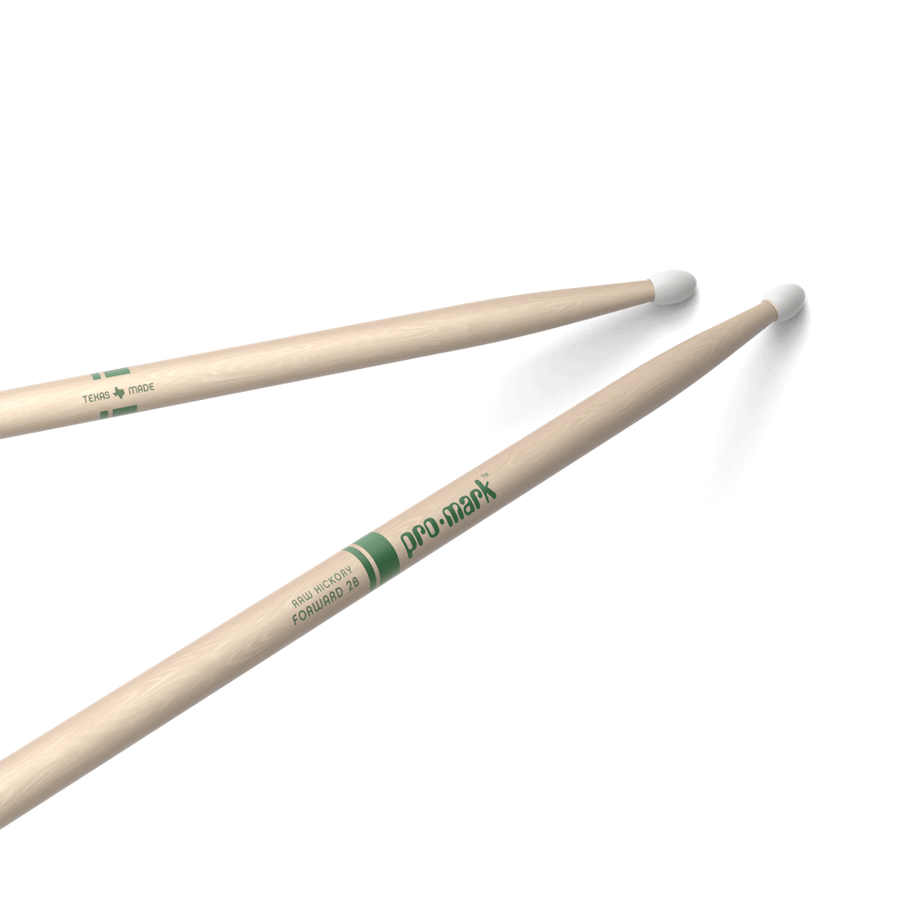 Promark Classic Forward 2B Raw Hickory Drumstick, Oval Nylon Tip