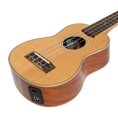 Tiki '6 Series' Spruce Solid Top Electric Soprano Ukulele with Hard Case (Natural Satin)