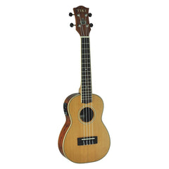 Tiki '7 Series' Cedar Solid Top Electric Concert Ukulele with Hard Case (Natural Satin)