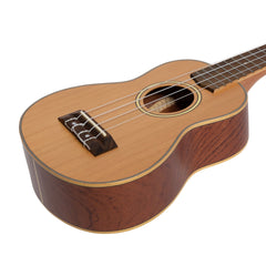 Tiki '7 Series' Cedar Solid Top Soprano Ukulele with Hard Case (Natural Satin)