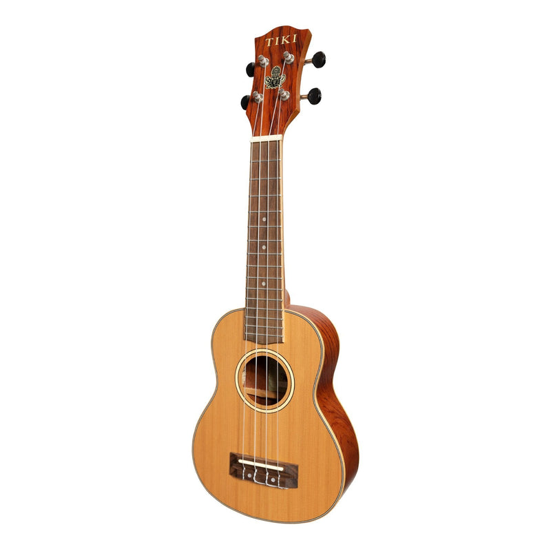 Tiki '7 Series' Cedar Solid Top Soprano Ukulele with Hard Case (Natural Satin)