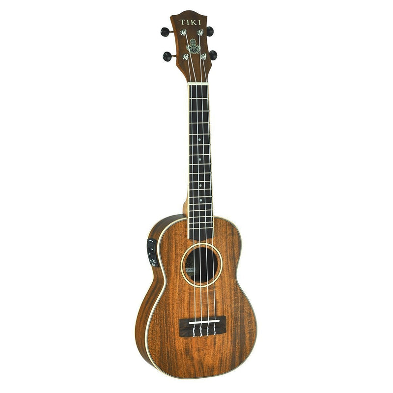 Tiki '9 Series' Koa Solid Top Electric Concert Ukulele with Hard Case (Natural Satin)