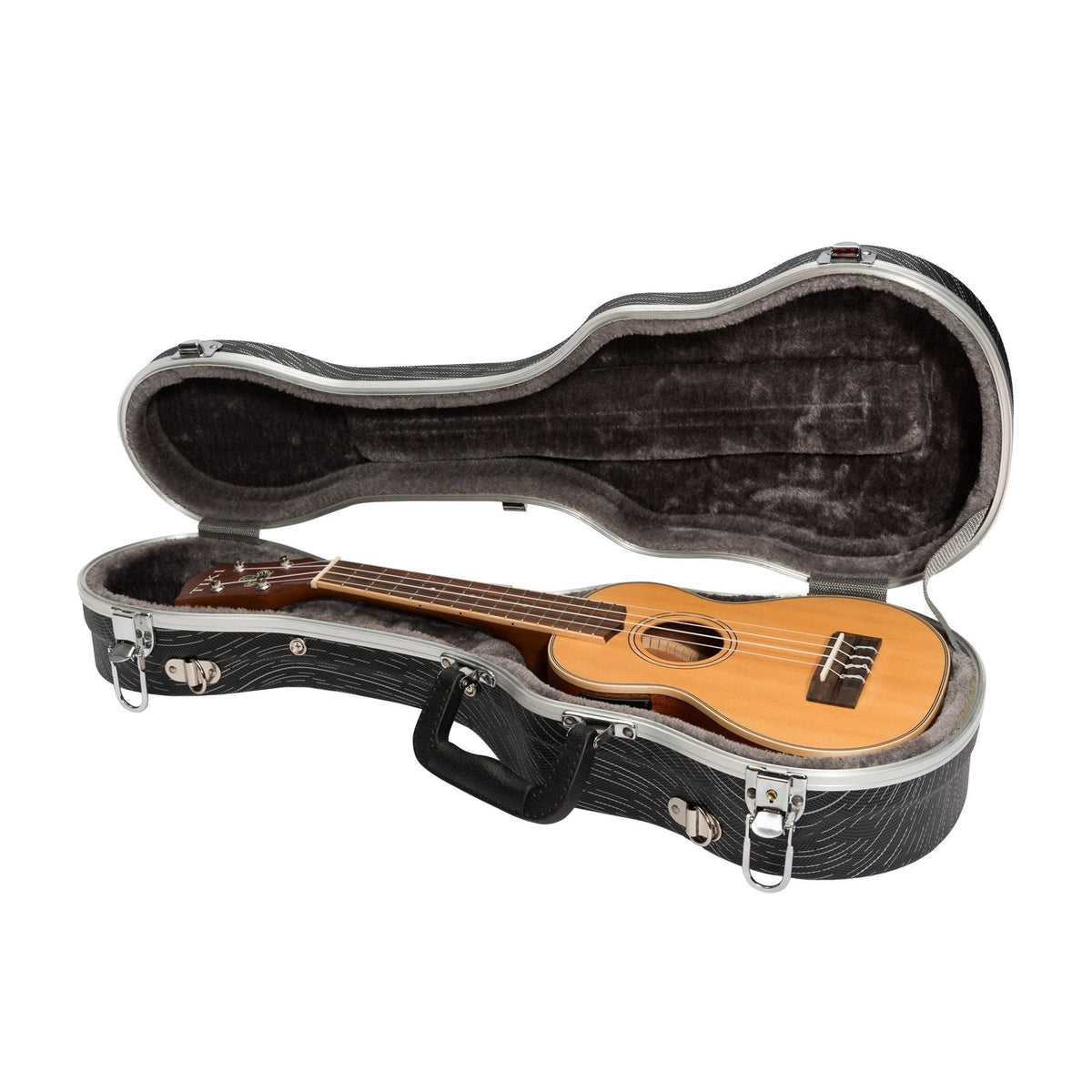 Tiki Deluxe Shaped Soprano Ukulele Flight Case (Grey/Black)
