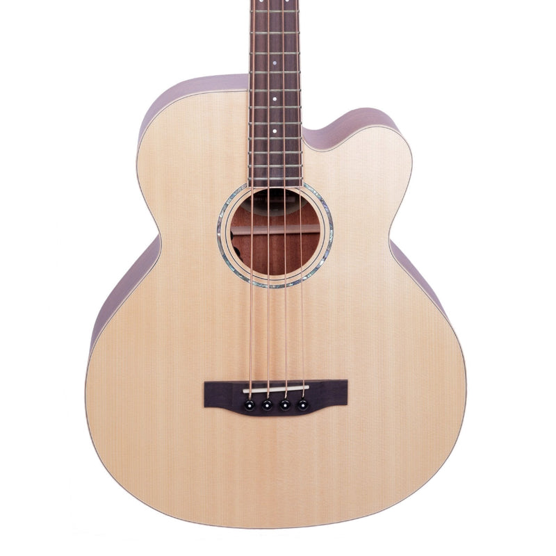 Timberidge '1 Series' Spruce Solid Top & Mahogany Solid Back Acoustic-Electric Cutaway Bass Guitar (Natural Satin)