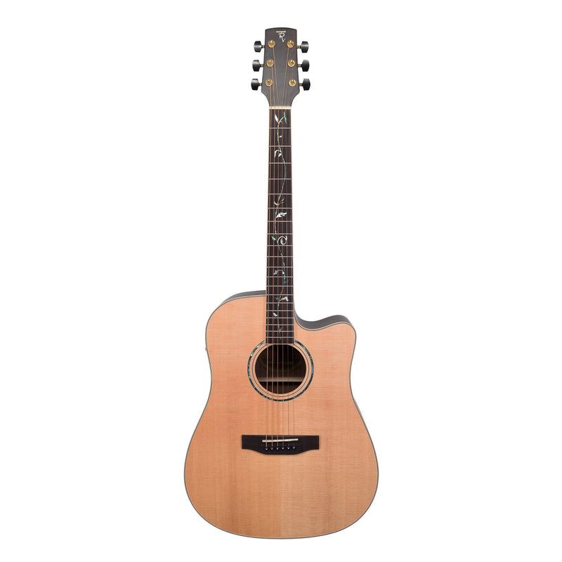 Timberidge '3-Series' Spruce Solid Top Acoustic-Electric Dreadnought Cutaway Guitar with 'Tree of Life' Inlay (Natural Satin)