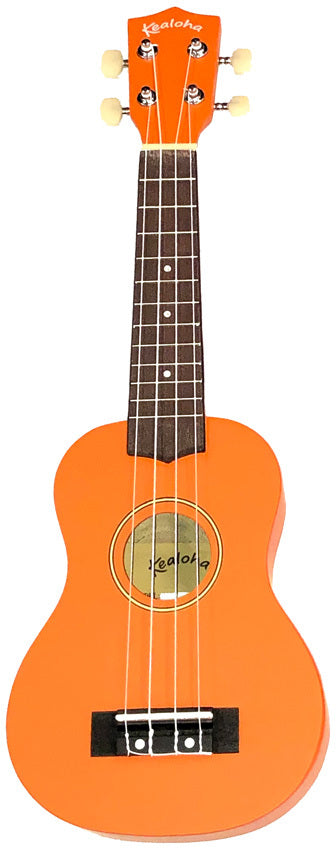Kealoha Wooden Coloured Series Soprano Ukulele with Bag in Orange Finish