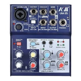 ICM UM-35 4-Channel Mixing Console USB Recording Interface - Blue