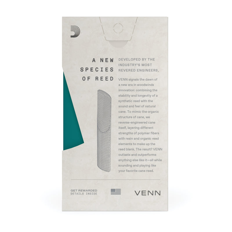 D'Addario VENN Bb Clarinet Reed, G2, Strength 3.5