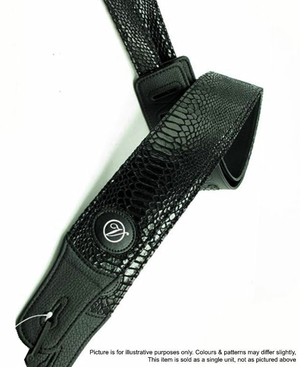 Vorson Black Skin Patterened Guitar Strap with Leather Ends