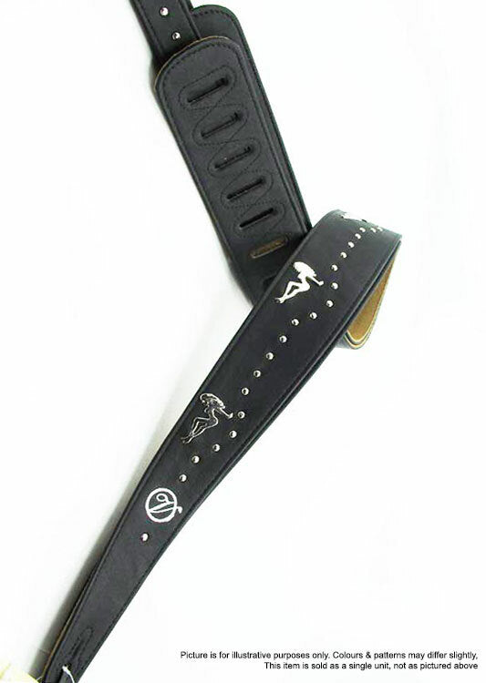 Vorson Black Leather Guitar Strap with Metal Ladies