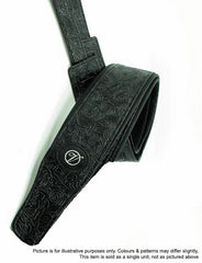 Vorson Padded Black Leather Guitar Strap with Stamped Design