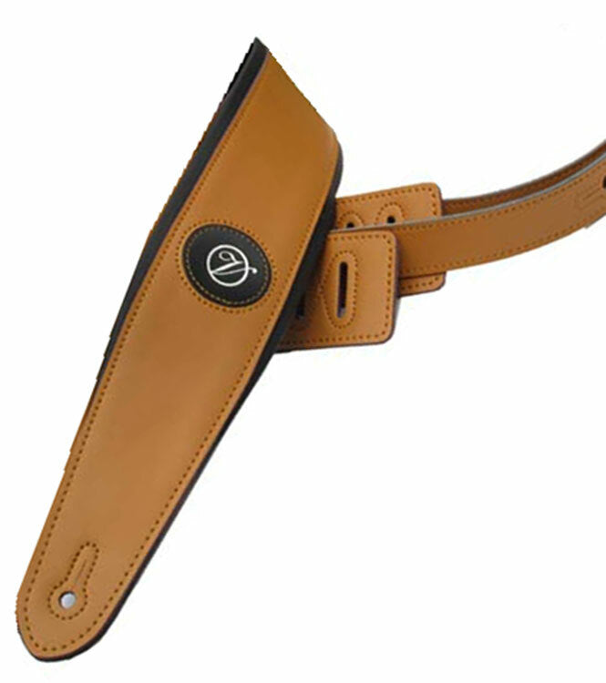 Vorson Padded Light Brown & Black Leather Guitar Strap