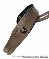 Vorson Padded Dark Brown & Black Leather Guitar Strap