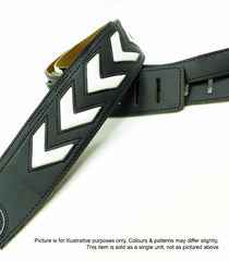 Vorson Black Leather Guitar Strap with White Arrows