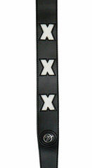 Vorson Black Leather Guitar Strap with X-Design Cutouts