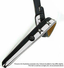 Vorson Black & White Leather Guitar Strap with White Stars