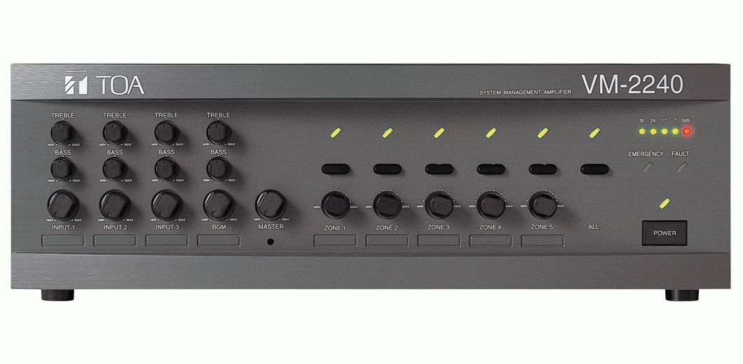 TOA VM2240 240W 5 ZONE PAGING AMP