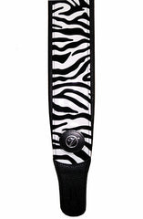 Vorson Black Leather Guitar Strap with Zebra Pattern