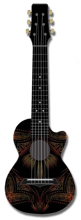 Kealoha Guitalele in Tribal Dot Paint Design with Black ABS Resin Body