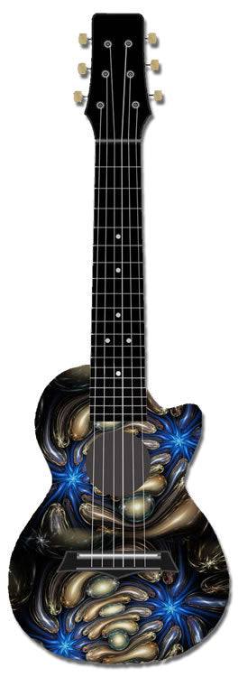 Kealoha Guitalele in Electric Blue Stars Design with Black ABS Resin Body