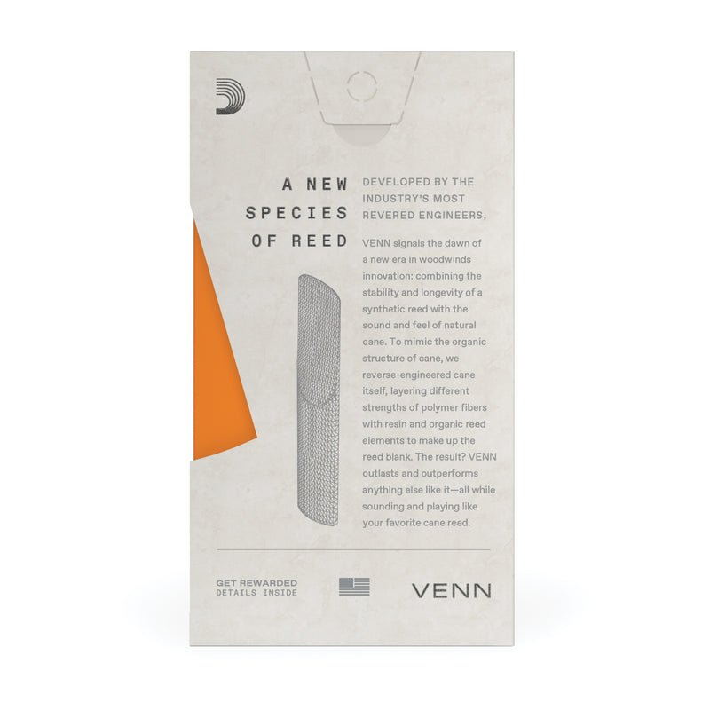D'Addario VENN Tenor Saxophone Reed, G2, Strength 2.0