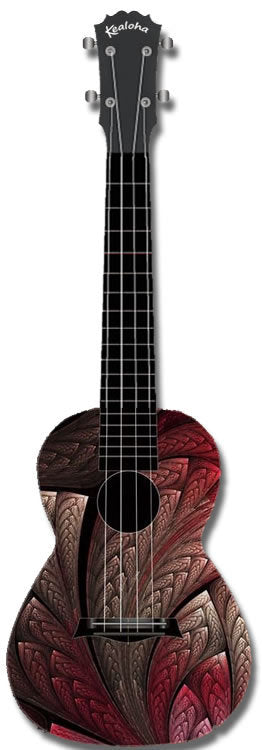 Kealoha "Feather Amour" Design Concert Ukulele with Black ABS Resin Body